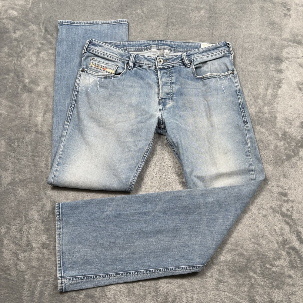Diesel Zatiny Jeans Mens 33x30 Light Wash Blue Bootcut Button Fly 008W7